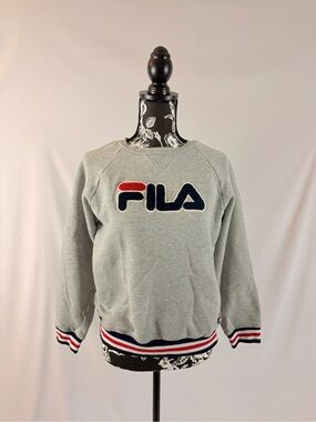 FILA Grey Crewneck Sweater with Navy and Red Logo
